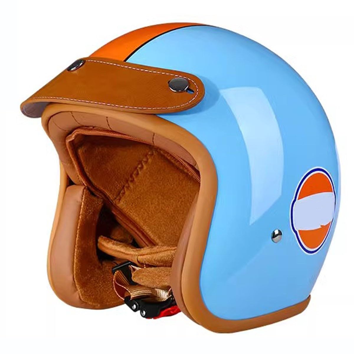 Vintage Stil Motorrad Halbhelm 3/4 Offenem Helm ECEDOT Zulassung Jethelm Hochwertiger Motorradhelm Mit Abnehmbare Krempe Halbschale RollerHelm Scooter-Helm Für Herren Damen 7,M:57-58CM von LPXPLP