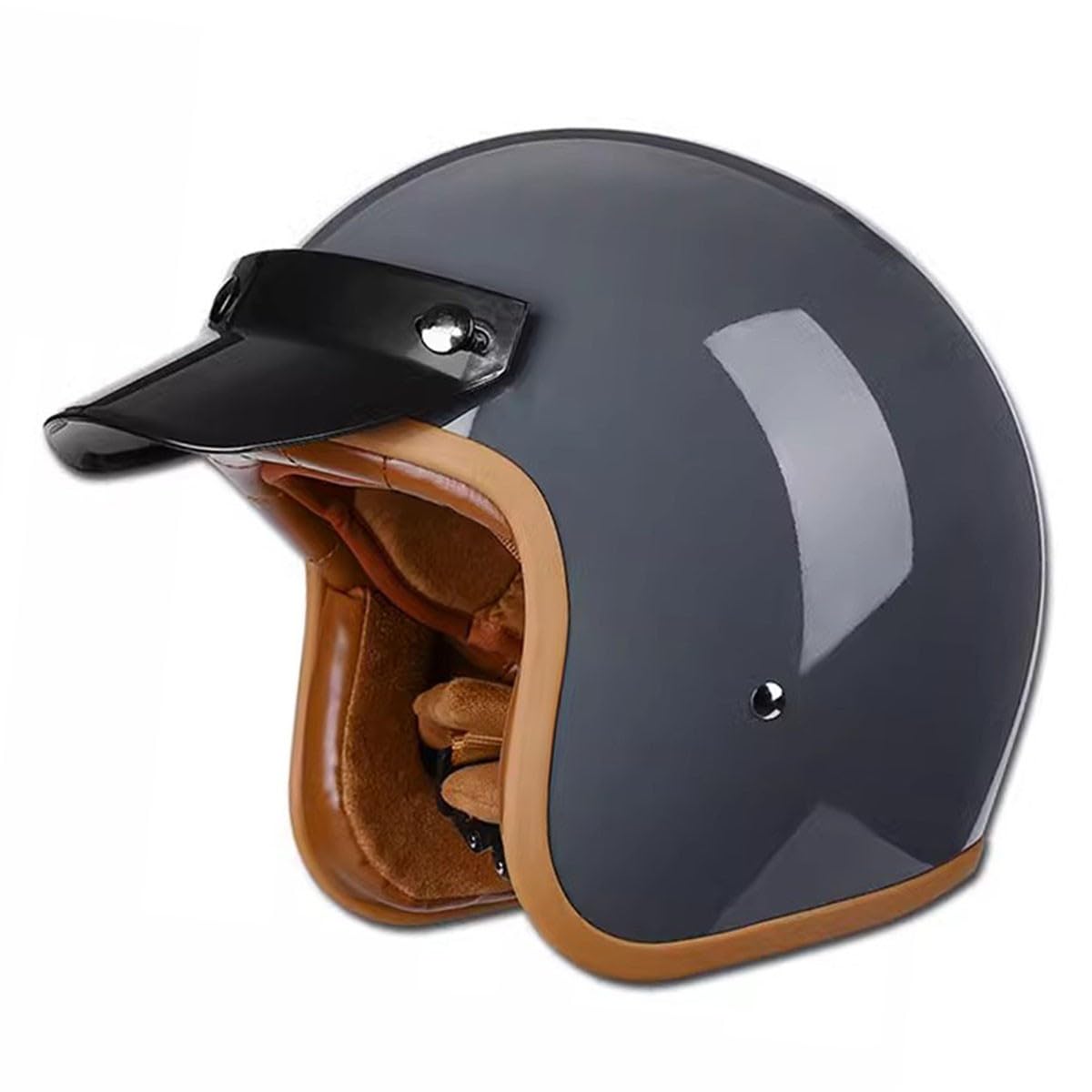 Vintage Stil Motorrad Halbhelm 3/4 Offenem Helm Mit Abnehmbare Krempe Jethelm Motorradhelm Scooter-Helm ECEDOT Zulassung Halbschalenhelm Für Erwachsene Herren Damen 7,L:59-60CM von LPXPLP