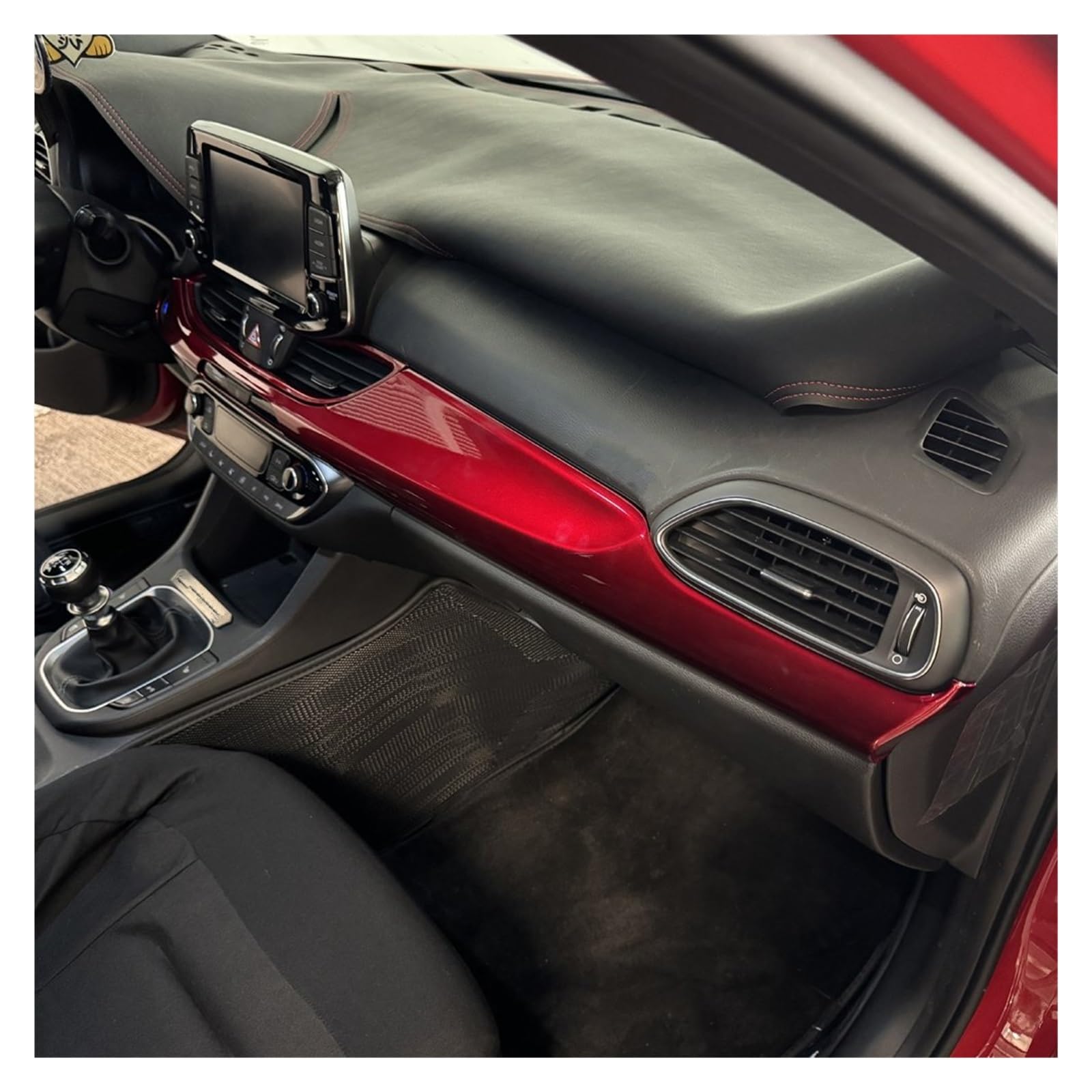 Auto Aufkleber Schalttafel Trim Cover Für Hyundai Für I30 Für N LHD Rot Innen Dashboard Zentrale Konsole Getriebe Shift Air Vent Fenster Schalter Abdeckung(Dashoboard Stripe) von LPXYZD