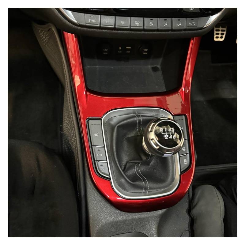 Auto Aufkleber Schalttafel Trim Cover Für Hyundai Für I30 Für N LHD Rot Innen Dashboard Zentrale Konsole Getriebe Shift Air Vent Fenster Schalter Abdeckung(Manual Gear) von LPXYZD