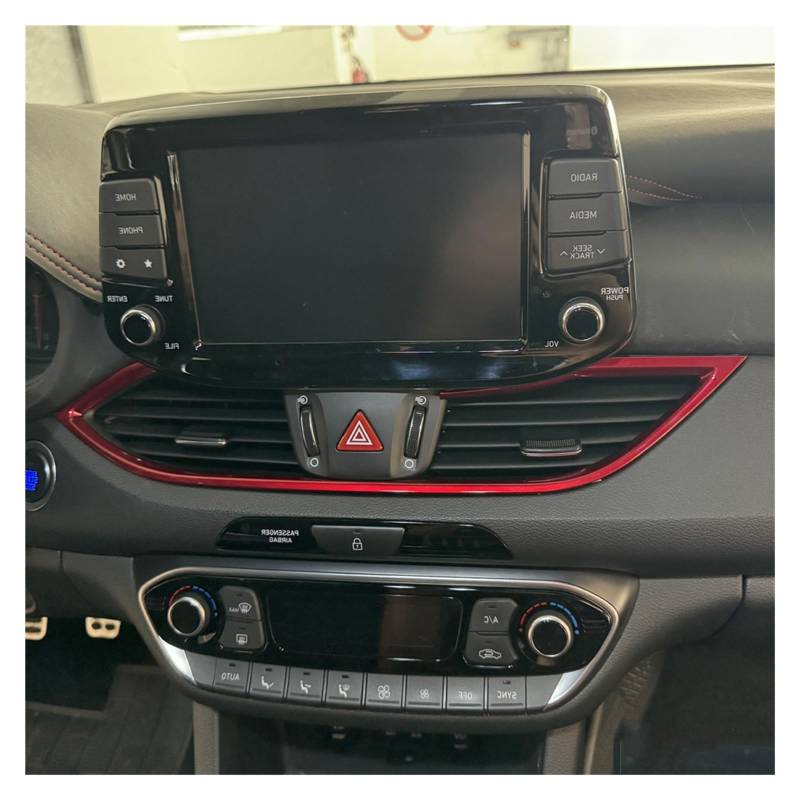 Auto Aufkleber Schalttafel Trim Cover Für Hyundai Für I30 Für N LHD Rot Innen Dashboard Zentrale Konsole Getriebe Shift Air Vent Fenster Schalter Abdeckung(Middle Air Vent) von LPXYZD