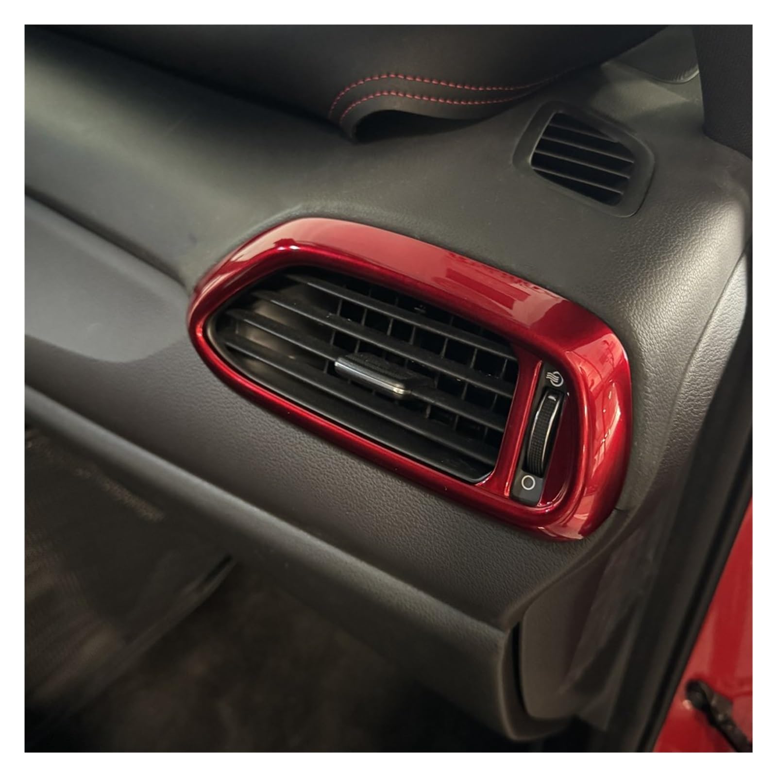 Auto Aufkleber Schalttafel Trim Cover Für Hyundai Für I30 Für N LHD Rot Innen Dashboard Zentrale Konsole Getriebe Shift Air Vent Fenster Schalter Abdeckung(Side Air Vent) von LPXYZD