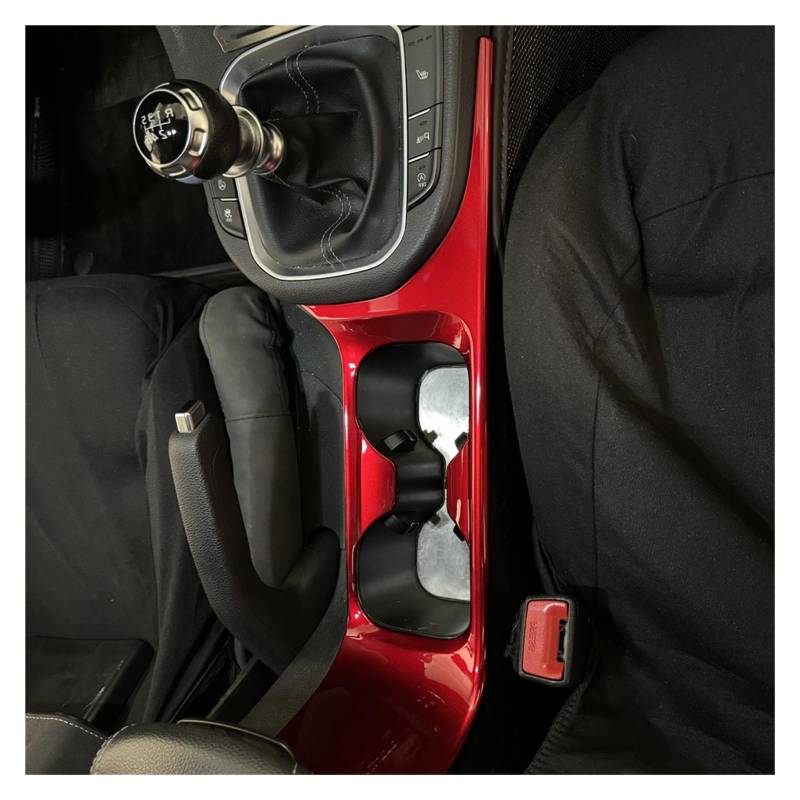 Auto Aufkleber Schalttafel Trim Cover Für Hyundai Für I30 Für N LHD Rot Innen Dashboard Zentrale Konsole Getriebe Shift Air Vent Fenster Schalter Abdeckung(Water Cup Holder) von LPXYZD