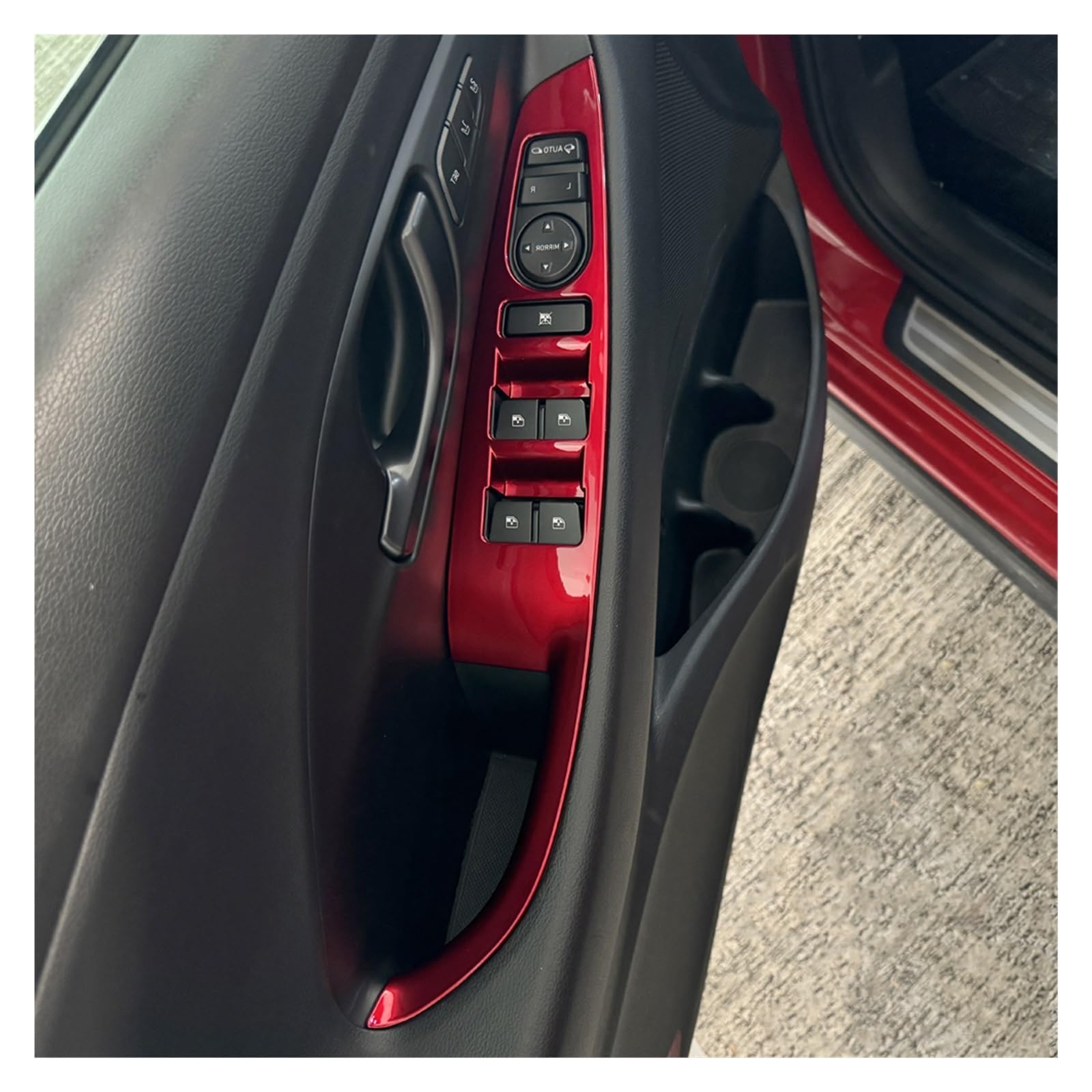 Auto Aufkleber Schalttafel Trim Cover Für Hyundai Für I30 Für N LHD Rot Innen Dashboard Zentrale Konsole Getriebe Shift Air Vent Fenster Schalter Abdeckung(Window Button) von LPXYZD