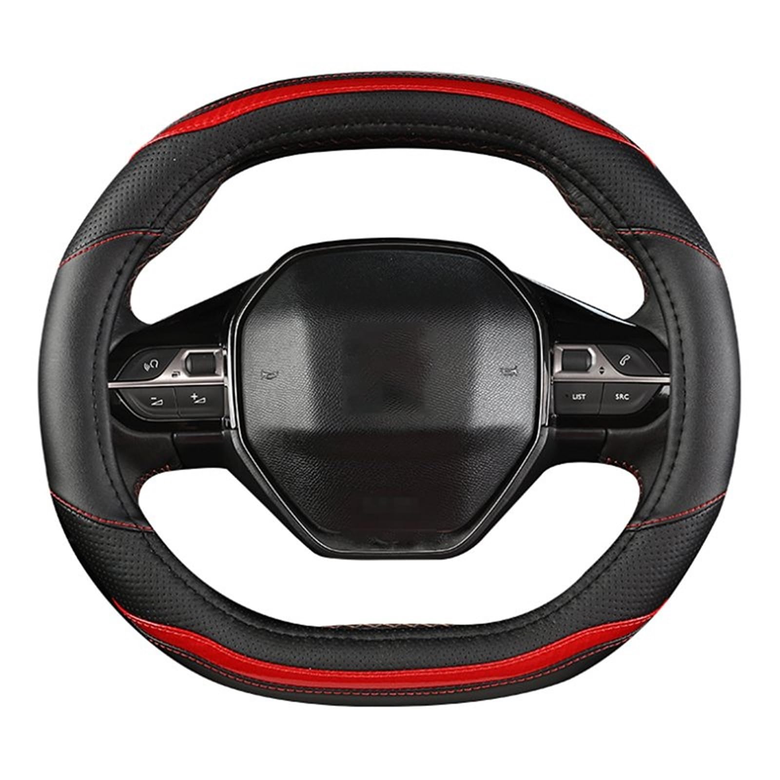 Lenkradbezug Auto Lenkrad Abdeckung Carbon Faser + PU Leder Auto Zubehör Innen Für Peugeot 3008 4008 5008 Lenkradabdeckung(Red) von LPXYZD