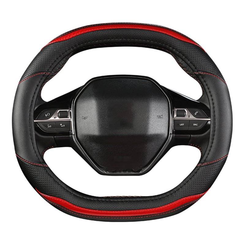 Lenkradbezug Auto Lenkrad Abdeckung Carbon Faser + PU Leder Auto Zubehör Innen Für Peugeot 3008 4008 5008 Lenkradabdeckung(Red) von LPXYZD