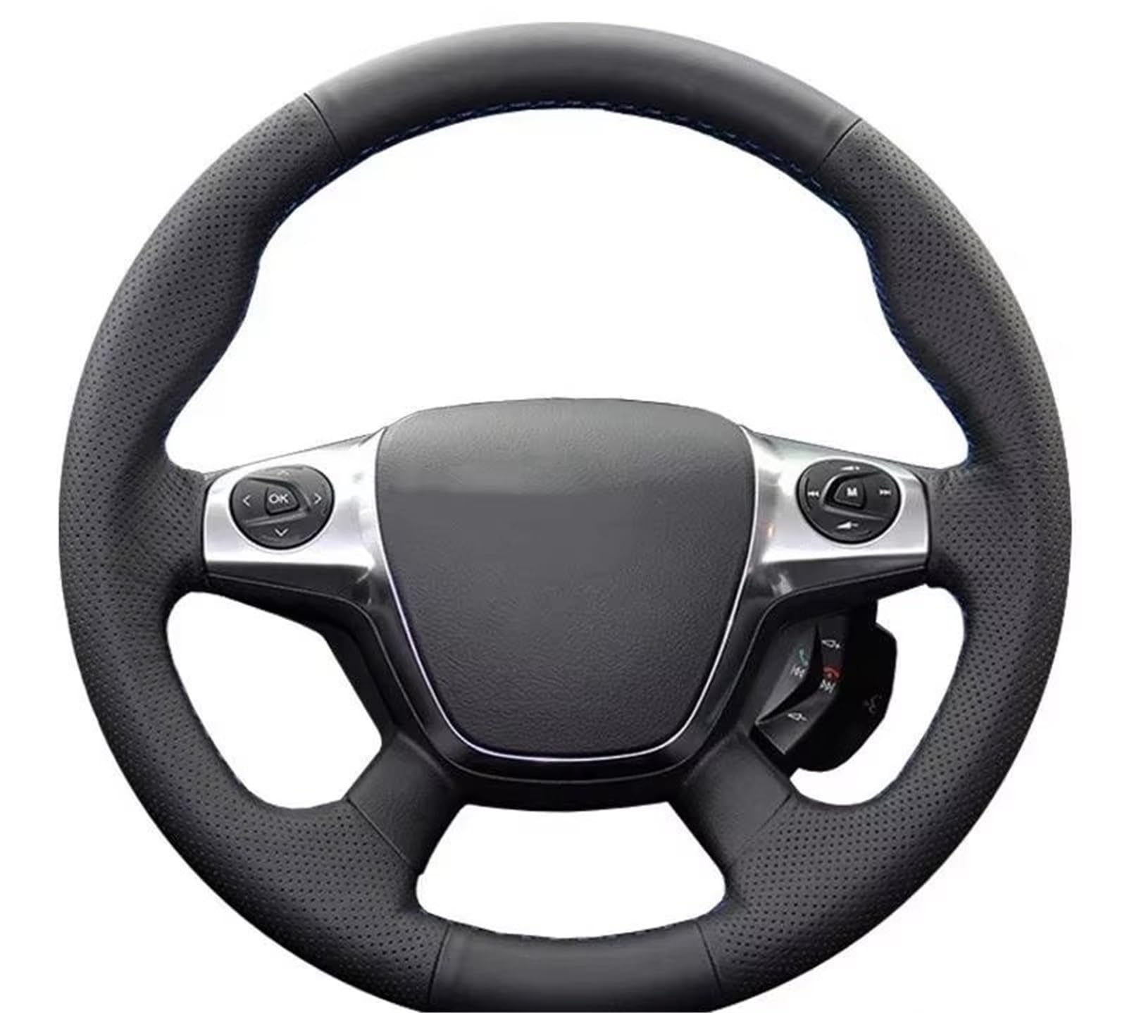 Lenkradbezug Auto Lenkrad Abdeckung Nicht-Slip Braid Leder Auto Zubehör Für Ford Für Focus 3 2012-2014 Für KUGA Für Escape 2013-2016 Lenkradabdeckung(3 Colors Thread) von LPXYZD