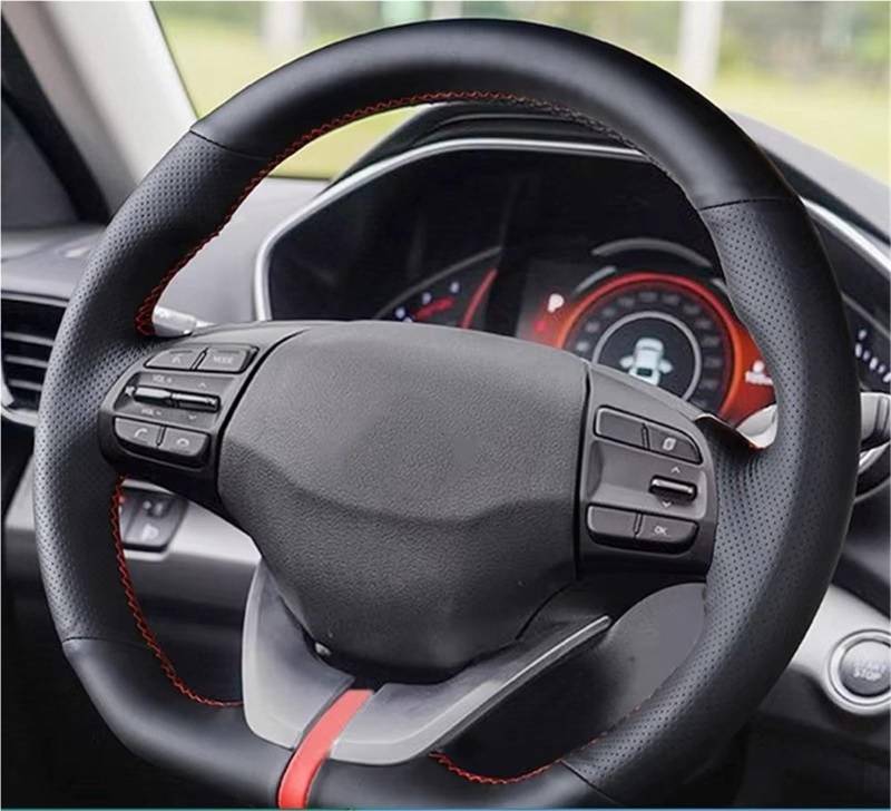 Lenkradbezug Auto Lenkrad Abdeckung Nicht-Slip Leder Auto Zubehör Für Hyundai Für Ioniq 2017-2019 Für Elantra 4 2016 2017 2018 2019 Lenkradabdeckung(3 Colors Thread) von LPXYZD