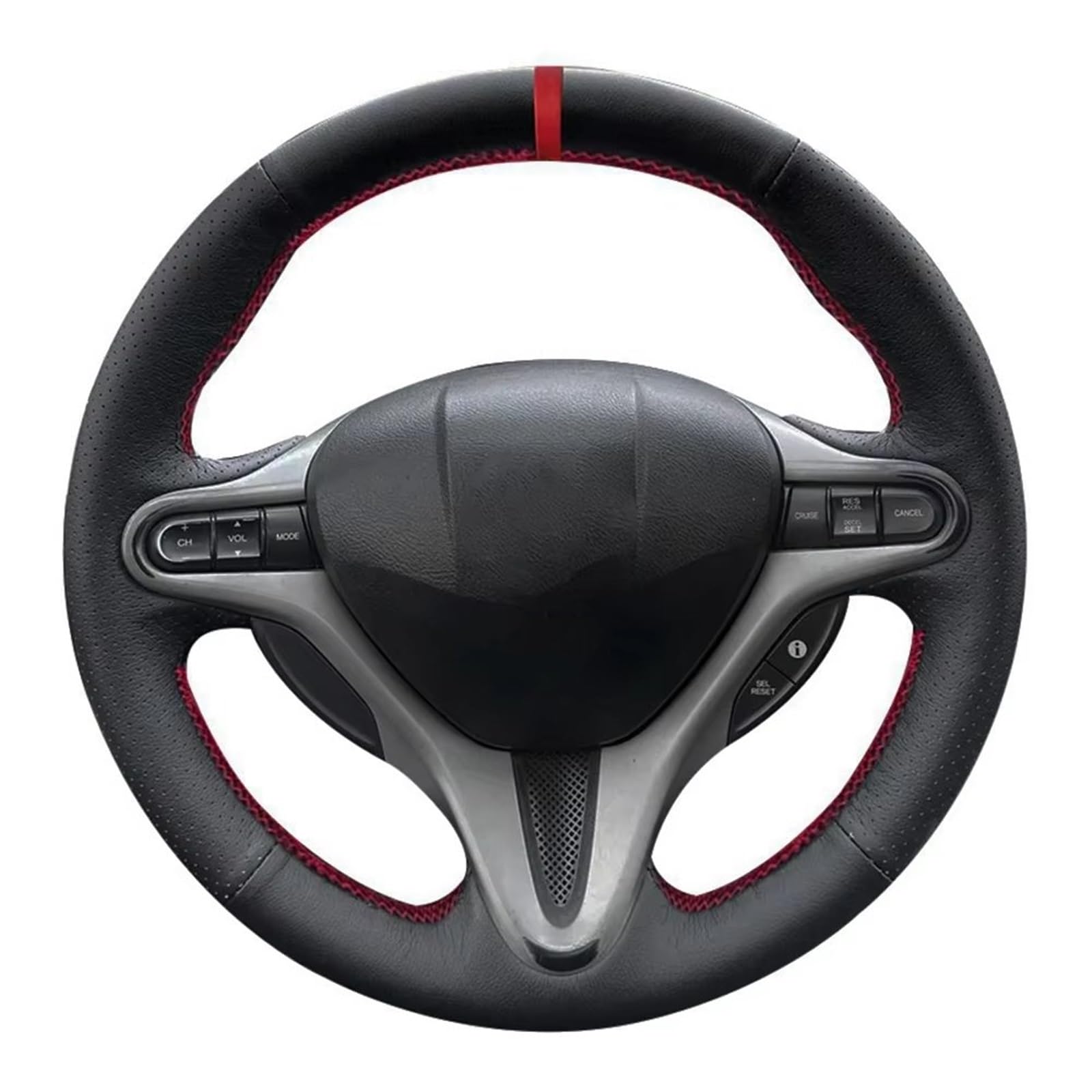 Lenkradbezug Auto-Lenkradbezug rutschfest Leder Lenkrad Autozubehör Für Civic Für 8. Für MK8 2005–2011 Lenkradabdeckung(Red Thread) von LPXYZD