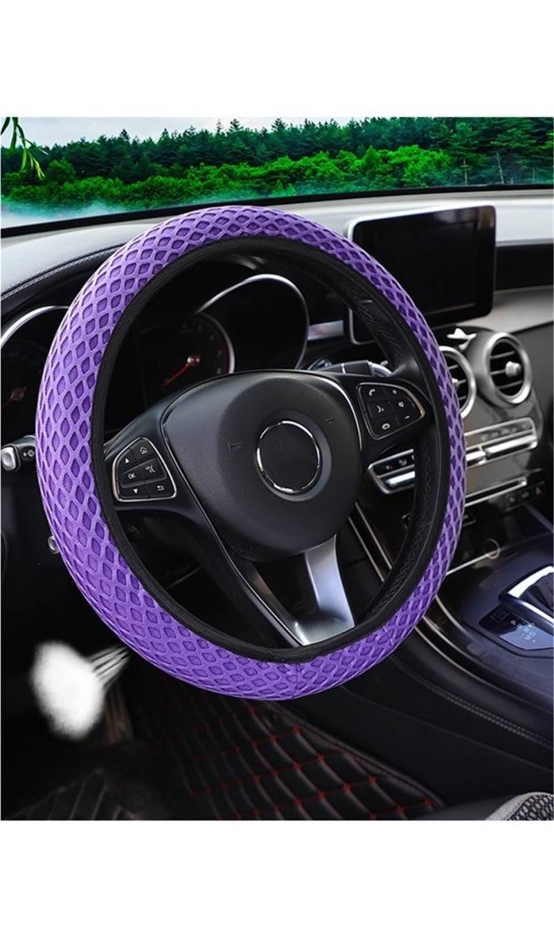 Lenkradbezug Massage-Mesh-Tuch Atmungsaktiv Für Auto Ohne Innenring Lenkradabdeckung Handbremsabdeckung, Griffabdeckung 36.8–38.1 cm (14.5–15 Zoll) Lenkradabdeckung(Purple) von LPXYZD