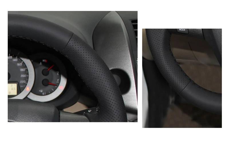 Lenkradbezug Schwarz PU Künstliche Leder Auto Lenkrad Abdeckung Geflecht Für Toyota Für Corolla Für RAV4 Für Auris Für Wunsch Für Vanguard Für Voxy 2010-2012 2013 Lenkradabdeckung(Black Thread) von LPXYZD