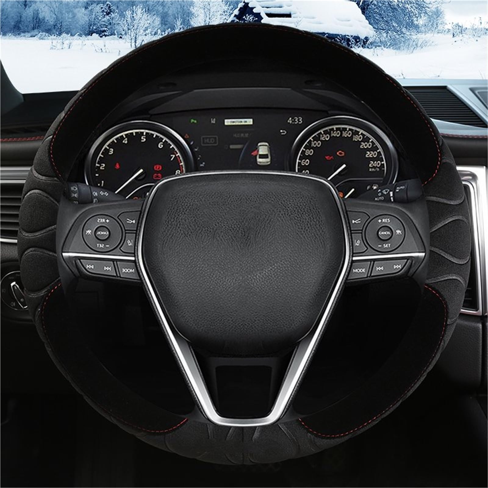 Lenkradbezug Winter Plüsch Auto Lenkrad Abdeckung Auto Für Toyota Für Camry Für Corolla Für Avensis Für Yaris Für Rav4 Für Hilux Für Auris 2013-2021 Lenkradabdeckung(Black) von LPXYZD