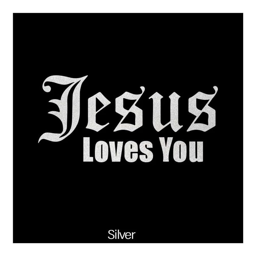 ZHANGXIN Auto-Aufkleber, Motiv: Jesus Love You, selbstklebende Vinyl-Aufkleber, Buchstabendekoration, Hauben, Kofferraum, Fenster, Karosserie (Silber, 13,6 x 28 cm) von LQHWDNJB