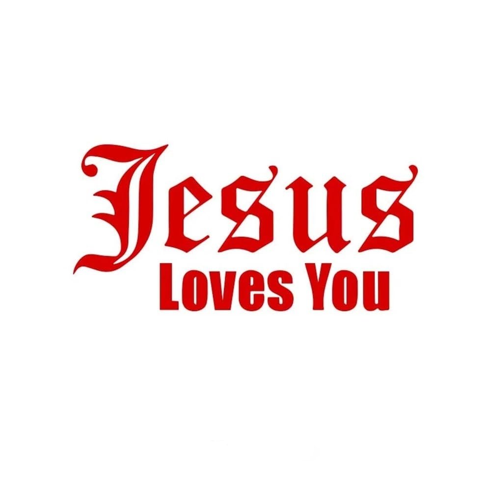 ZHANGXIN Auto-Aufkleber, Motiv: Jesus Love You, selbstklebende Vinyl-Aufkleber, Buchstabendekoration, Motorhaube, Kofferraum, Fenster, Karosserie (rot, 6,3 x 13 cm) von LQHWDNJB