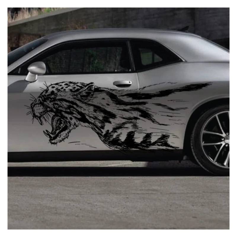 ZHANGXIN Growling Fast Cheetah Tattoo Grunge Design Tribal Tür Bett Seite LKW Auto Vinyl Grafik Aufkleber (Nero, beide Seiten) von LQHWDNJB