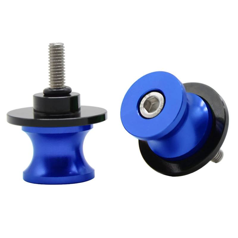 2tlg M6 X 1,5 Alu Schwingenschutz Schwingenadapter Ständer Bobbins Spool Racingadapter Ständeraufnahme 6mm für MT01 MT-01 FZ-01 MT03 MT-03 MT-125 MT09 MT-09 MT10 MT-10 (Blau) von ZHUOWU