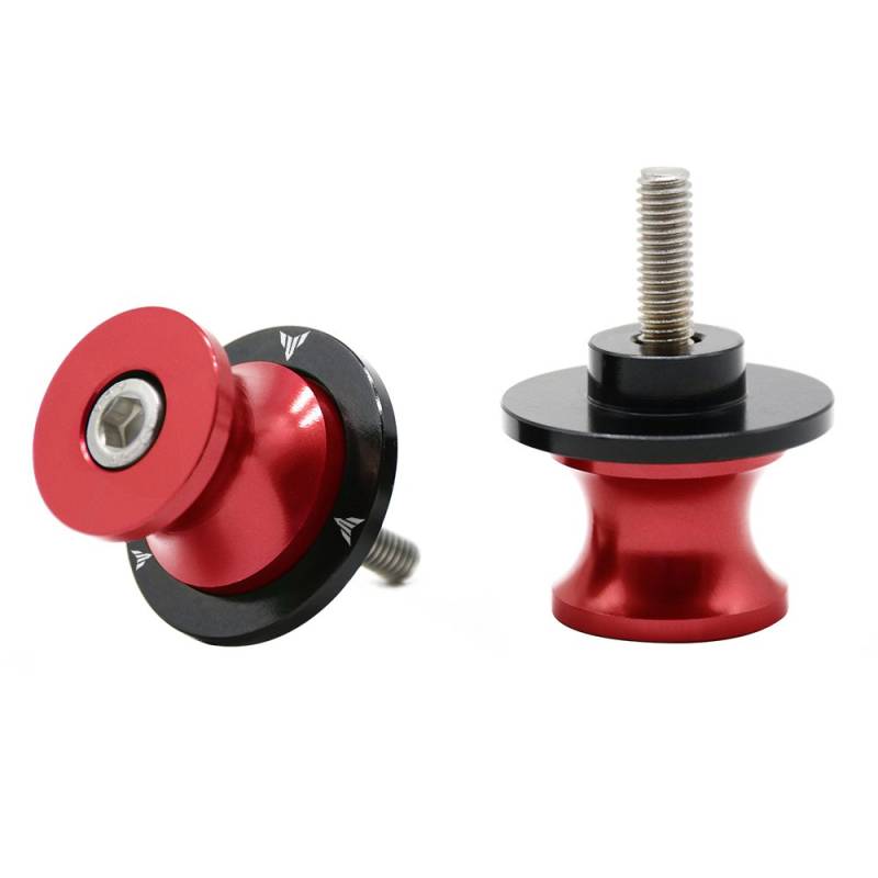 2tlg M6 X 1,5 Alu Schwingenschutz Schwingenadapter Ständer Bobbins Spool Racingadapter Ständeraufnahme 6mm für MT01 MT-01 FZ-01 MT03 MT-03 MT-125 MT09 MT-09 MT10 MT-10 (Rot) von ZHUOWU