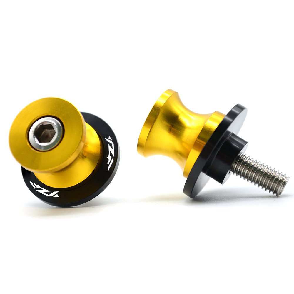 2tlg M6 Alu Schwingenschutz Schwingenadapter Ständer Bobbins Spool Racingadapter Ständeraufnahme 6mm für YZF R1 R3 R6 R6S R25 R125 600R (Gold) von ATOTOP