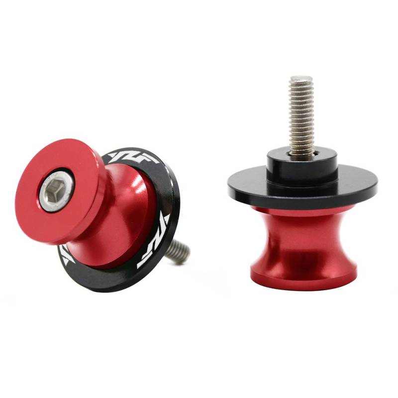 2tlg M6 Alu Schwingenschutz Schwingenadapter Ständer Bobbins Spool Racingadapter Ständeraufnahme 6mm für YZF R1 R3 R6 R6S R25 R125 600R (Rot) von ZHUOWU