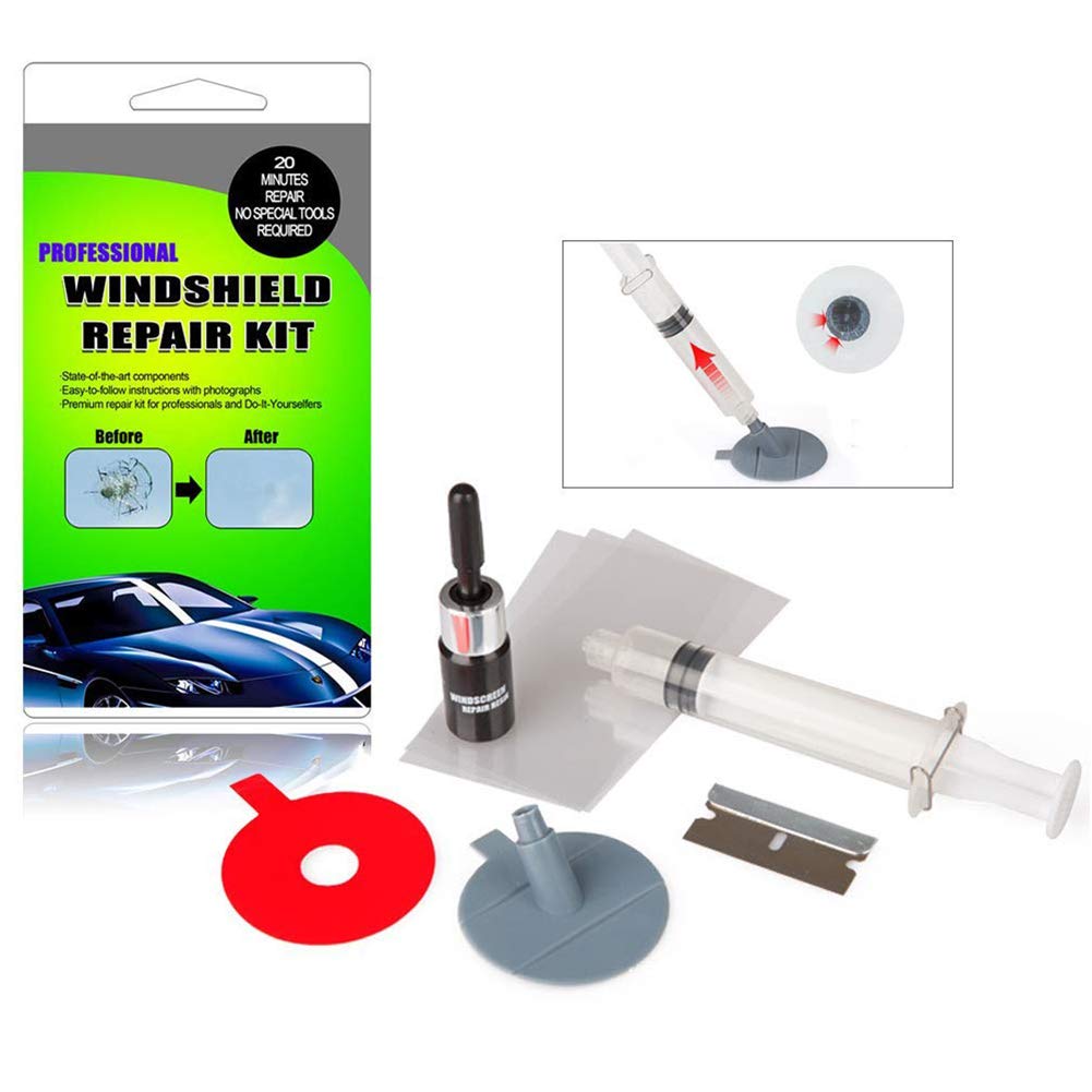 Auto Windschutzscheibe Reparatursatz, Windschutzscheibe Windschutzscheibe Reparatur Tool Set DIY Auto Kit Wind Glas, mit Windschutzscheibe Reparatur Harz, Fix Kratzer Chip Riss, Chips, Bulls Eyes von LQMILK