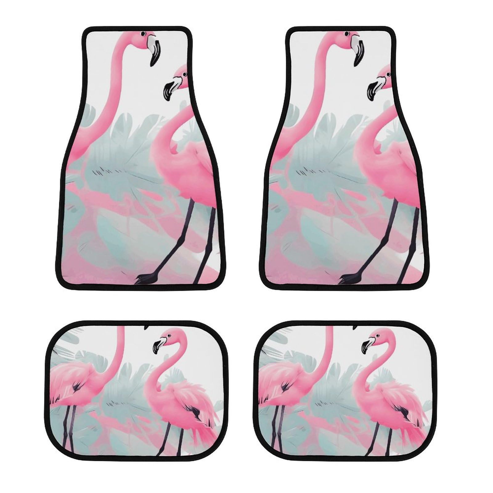 Fahrzeugschutzmatten, Love Flamingo Print 4-teiliges Automatten-Set Allwetter Fußmatten Universal passend für alle Fahrzeuge von LQPMNK