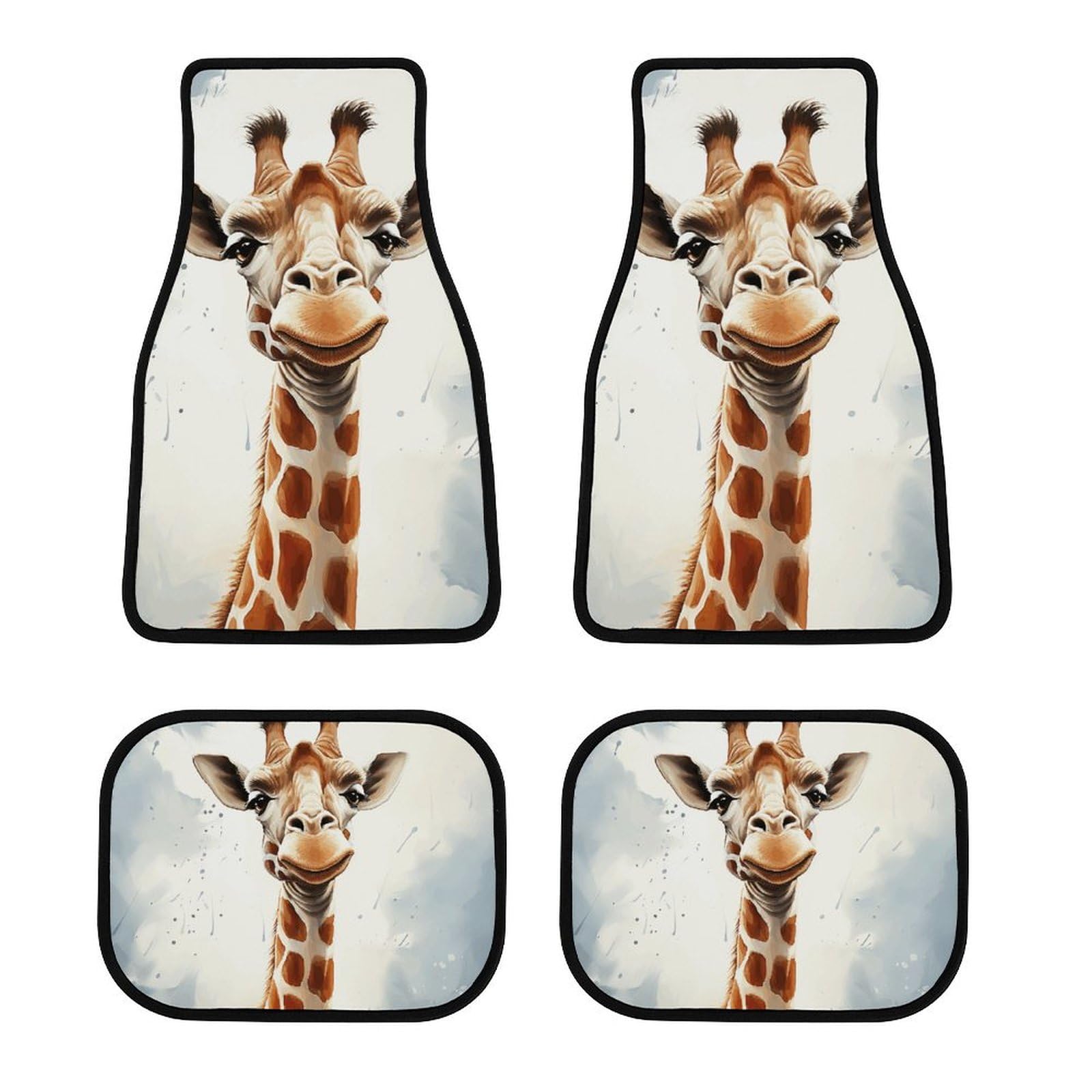 Fahrzeugschutzmatten Clever Giraffe Druck 4-teiliges Automatten-Set Allwetter Fußmatten Universal passend für alle Fahrzeuge von LQPMNK