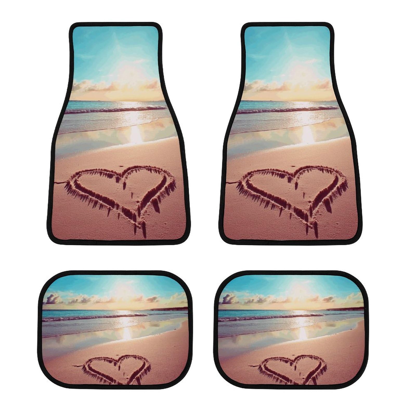 Fahrzeugschutzmatten Love Beach Print 4-teiliges Automatten-Set Allwetter Fußmatten Universal passend für alle Fahrzeuge von LQPMNK