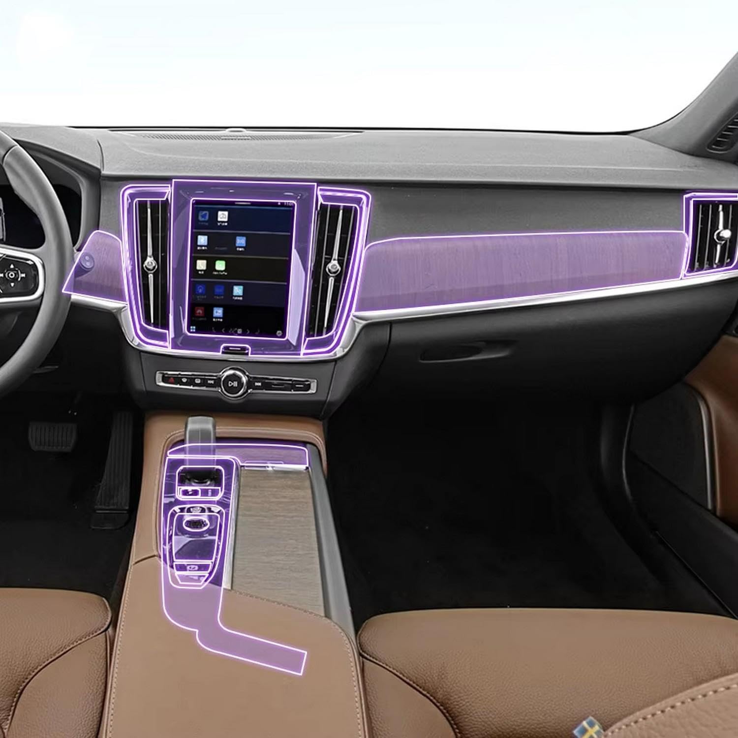 LQUNGE Auto-Innen-Mittelkonsole, transparente TPU-Lack-Schutzfolie, Anti-Kratz-Aufkleber, LCD-Bildschirm, für Volvo V90 2017–2024 von LQUNGE