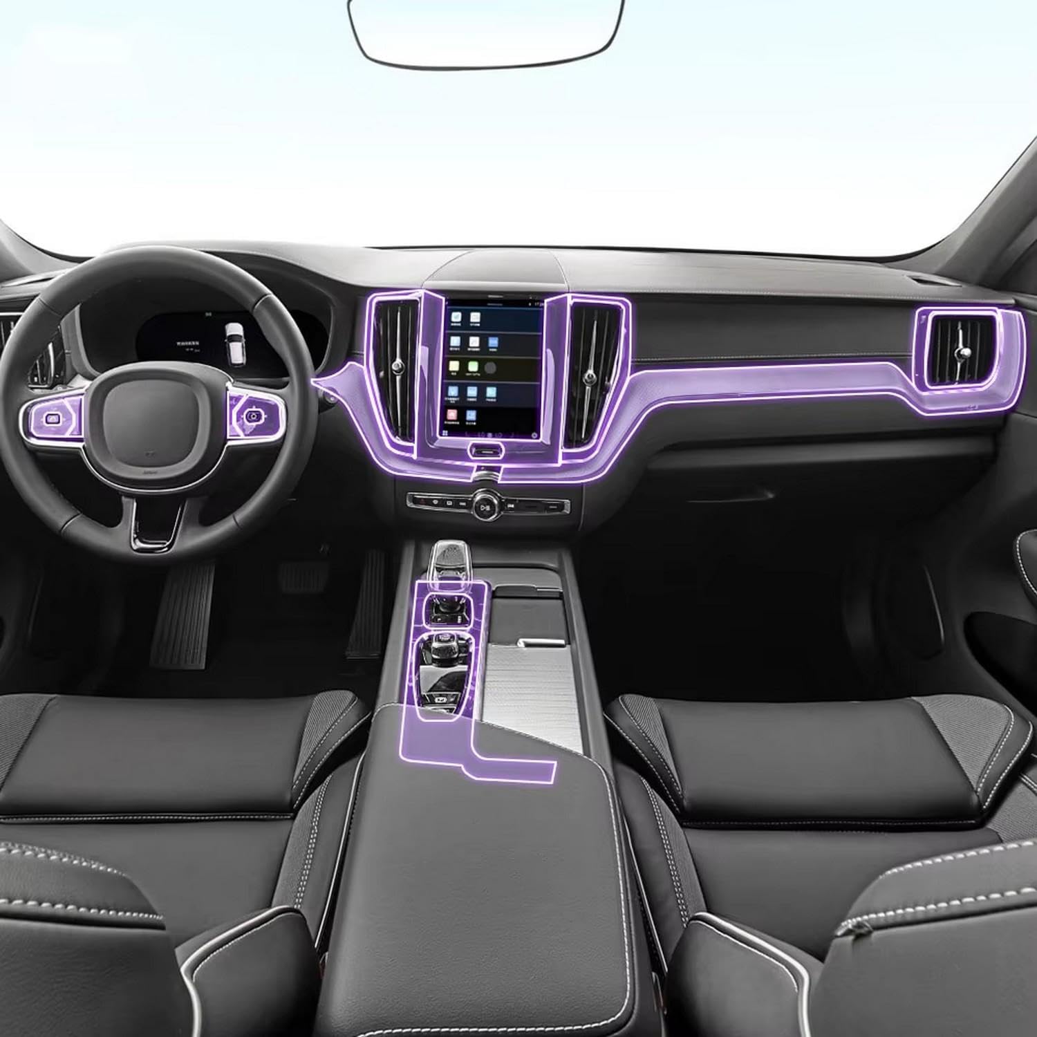 LQUNGE Auto-Innen-Mittelkonsole, transparente TPU-Lack-Schutzfolie, Anti-Kratz-Aufkleber, LCD-Bildschirm, für Volvo XC60 2018–2024 von LQUNGE