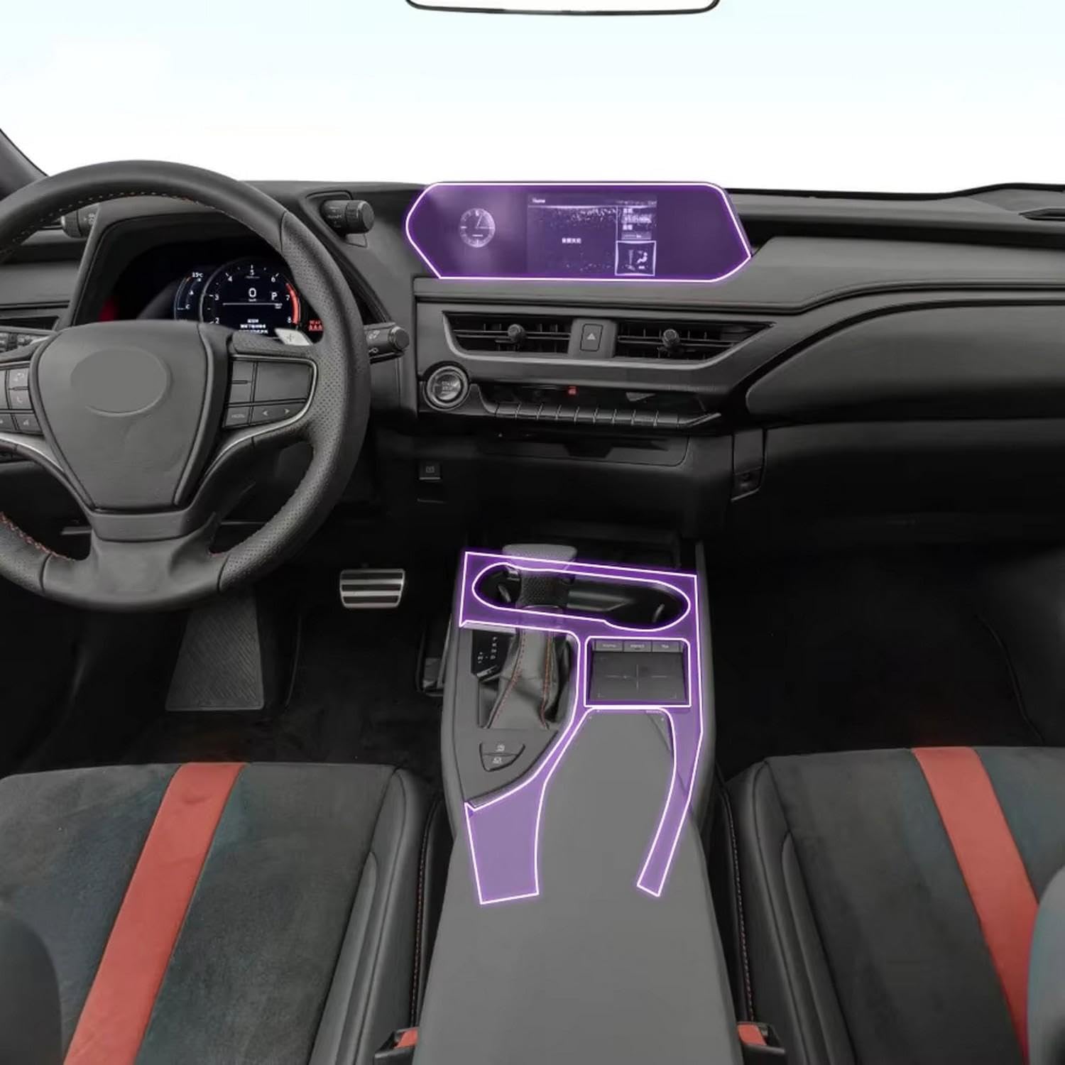 LQUNGE Auto-Innen-Mittelkonsole, transparente TPU-Lack-Schutzfolie, Anti-Kratz-Aufkleber, LCD-Bildschirmfolie, für Lexus UX 2019–2022 von LQUNGE