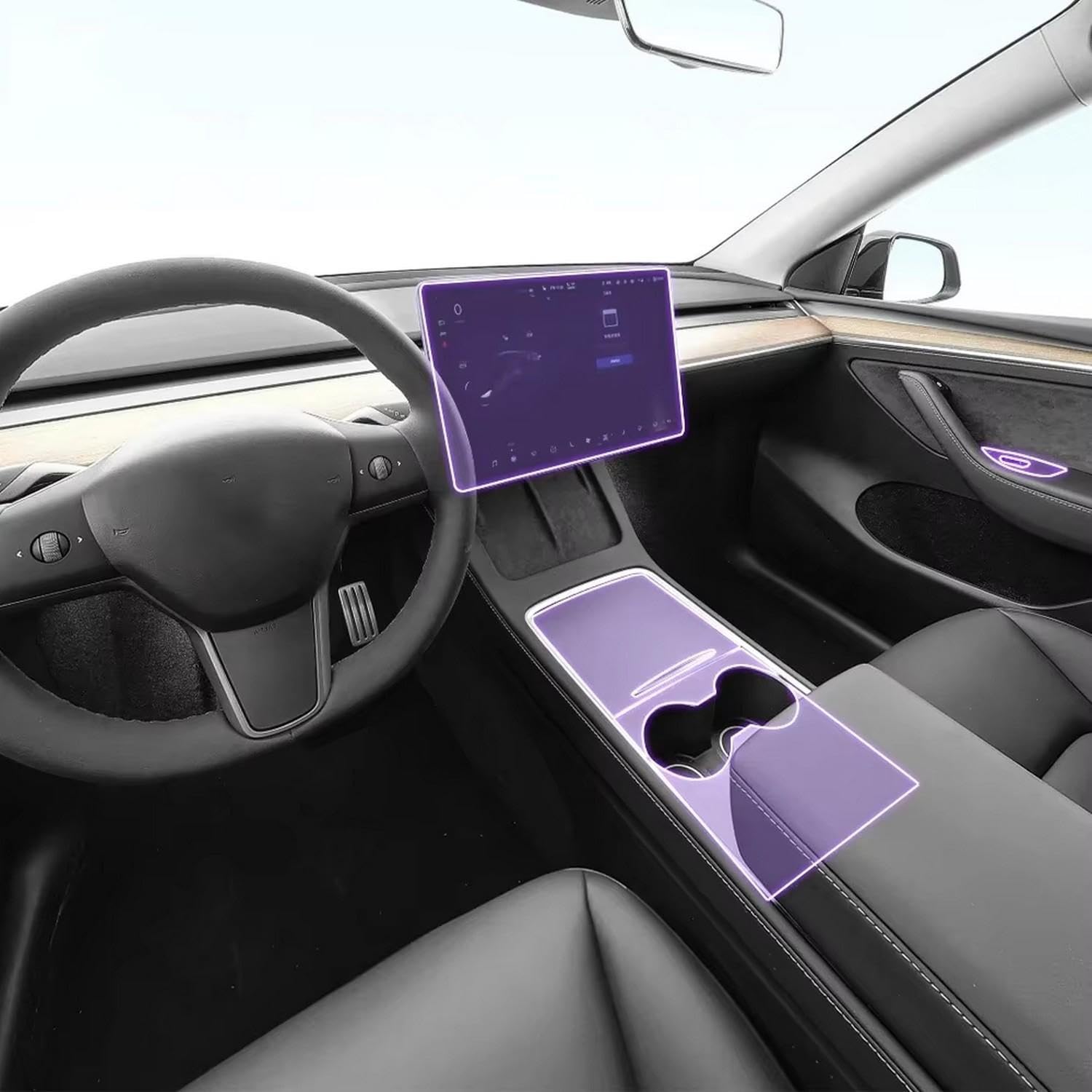 LQUNGE Auto Interieur Mittelkonsole Transparente TPU Farbe Schutzfolie Anti Scratch Aufkleber LCD Bildschirm, für Tesla Modell Y 2019-2023 von LQUNGE