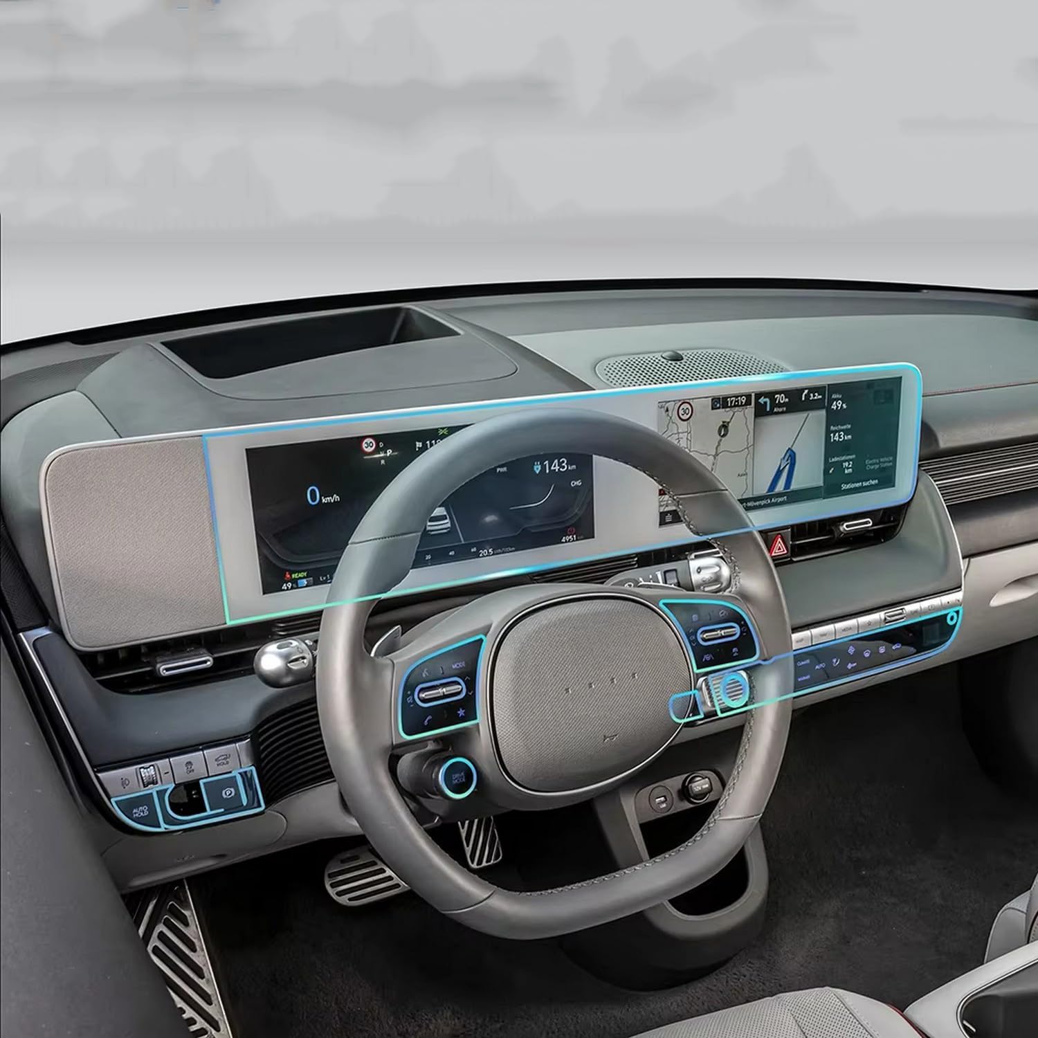 LQUNGE Displayschutzfolie für Auto-Mittelkonsole, kratzfest, Reparatur, transparent, TPU-Aufkleber, Zubehör, für Hyundai IONIQ 5 2022–2024 von LQUNGE