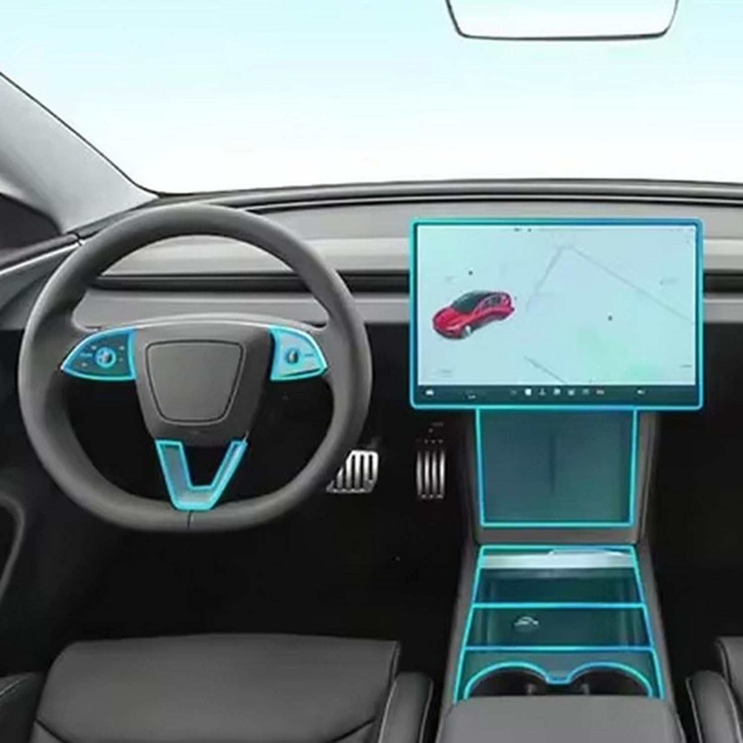 LQUNGE Displayschutzfolie für die Mittelkonsole, kratzfest, Reparatur, transparent, TPU-Aufkleber, Zubehör, für Tesla Model 3 Highland 2024 2025 von LQUNGE