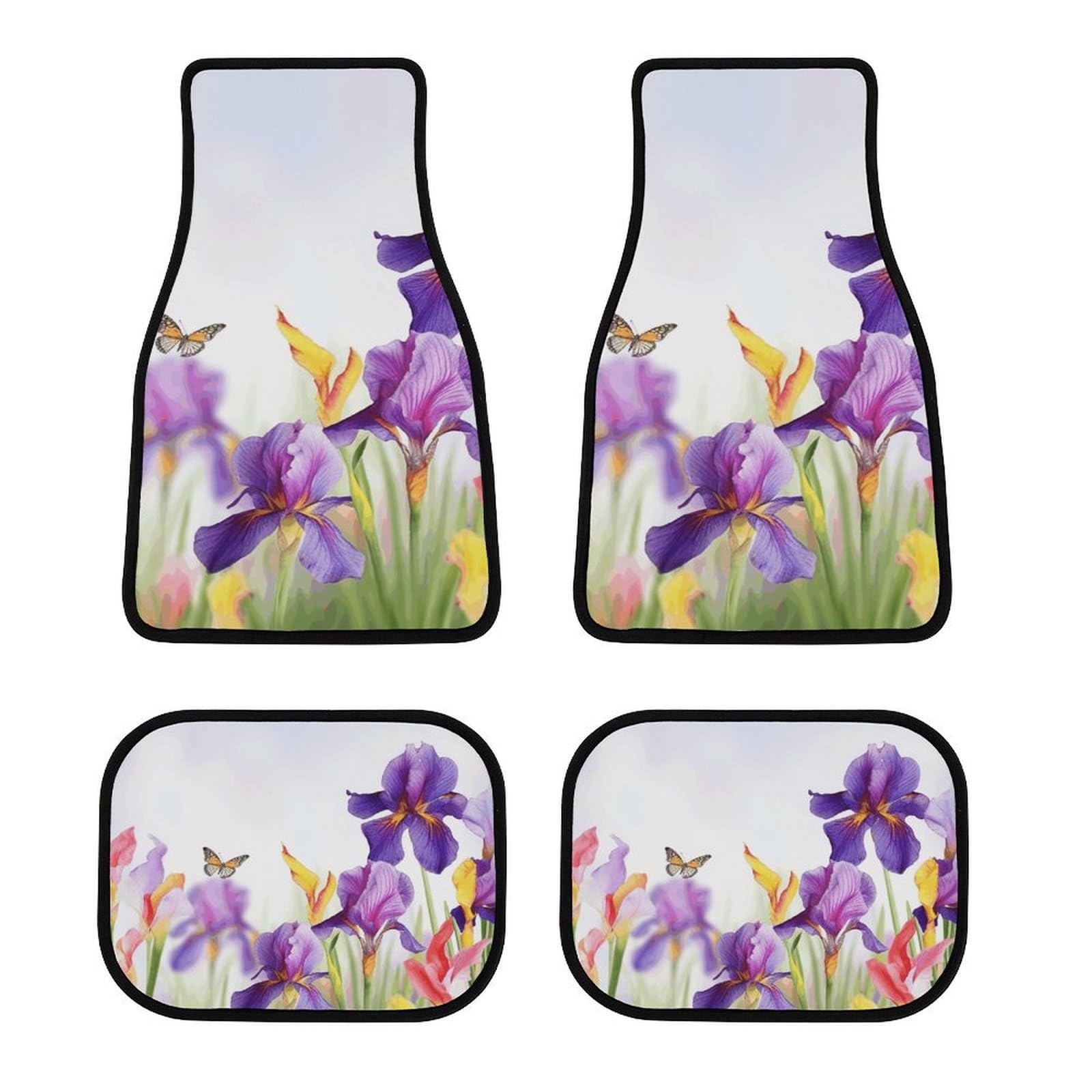 Automatten, Motiv: Iris Blume Schmetterling bedruckte Automatten, dekorative Automatten, langlebige Automatten, bequeme Automatten, 4-teiliges Set von LQWOK