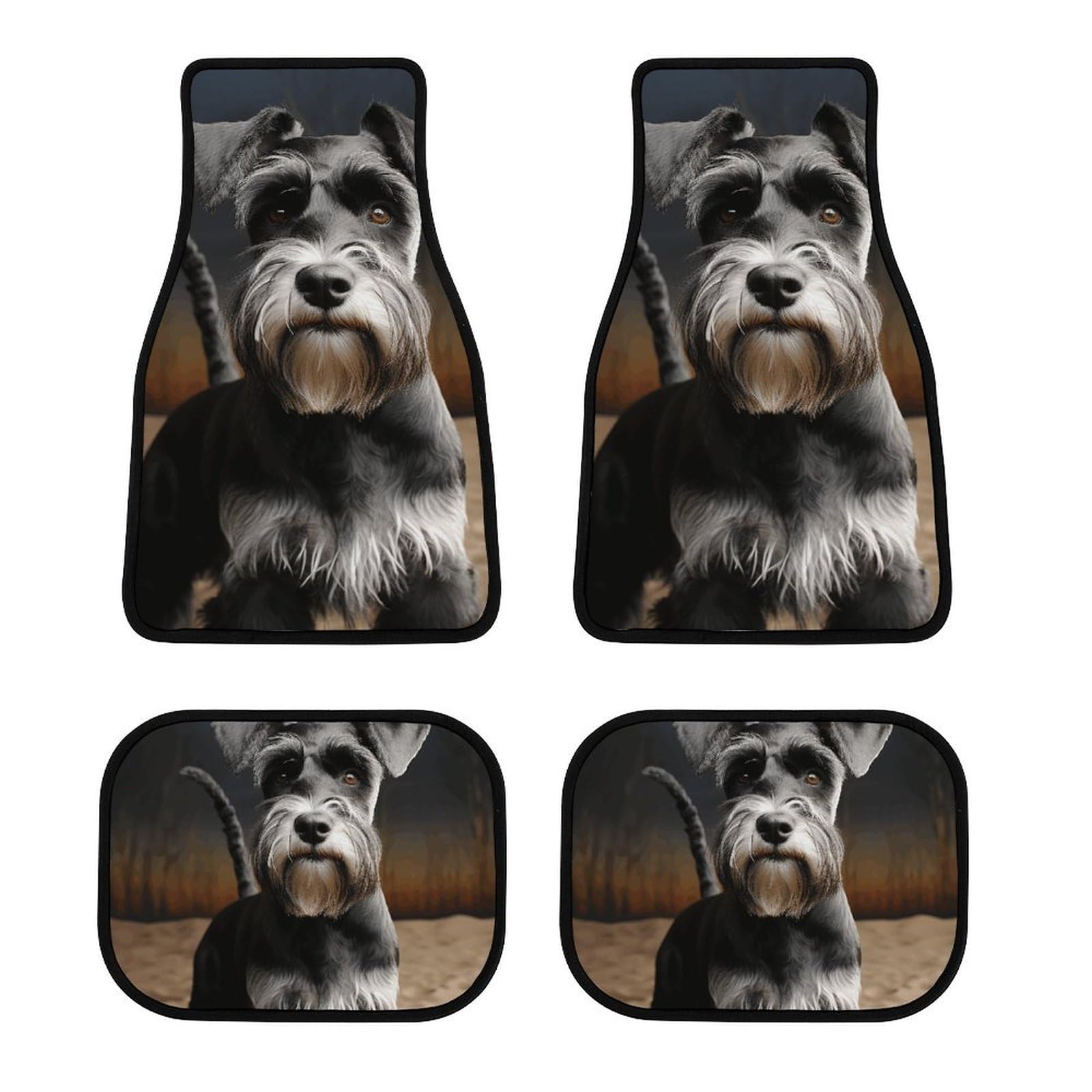 Automatten, Tierschnauzer-Hund, bedruckte Automatten, dekorative Automatten, langlebige Automatten, bequeme Automatten, 4-teiliges Set von LQWOK