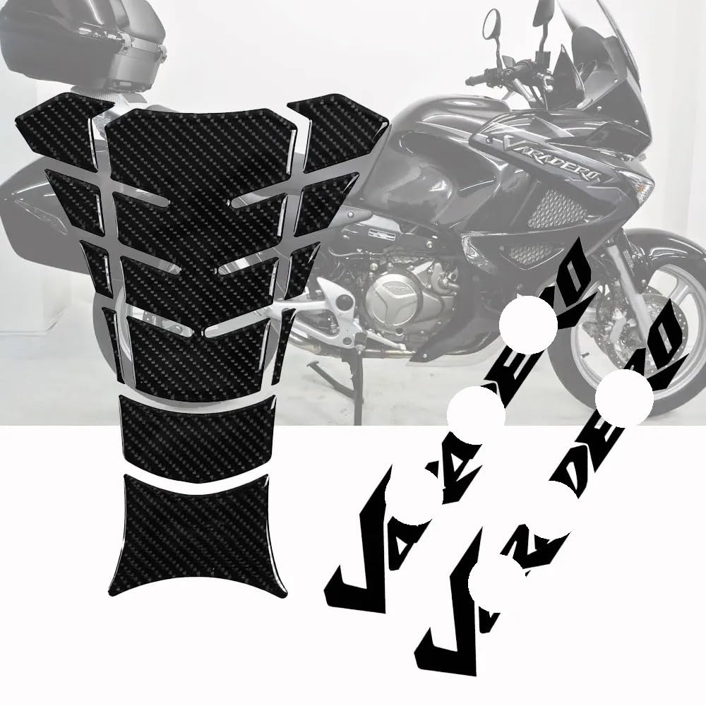 Motorrad Tank Aufkleber 3D Harz Carbon Fiber Motorrad Tank Pad Schutz Reflektierende Emblem Logo Aufkleber für Ho&nda XL125 XL250 XL1000 Varadero Decals von LQXGEWPMF