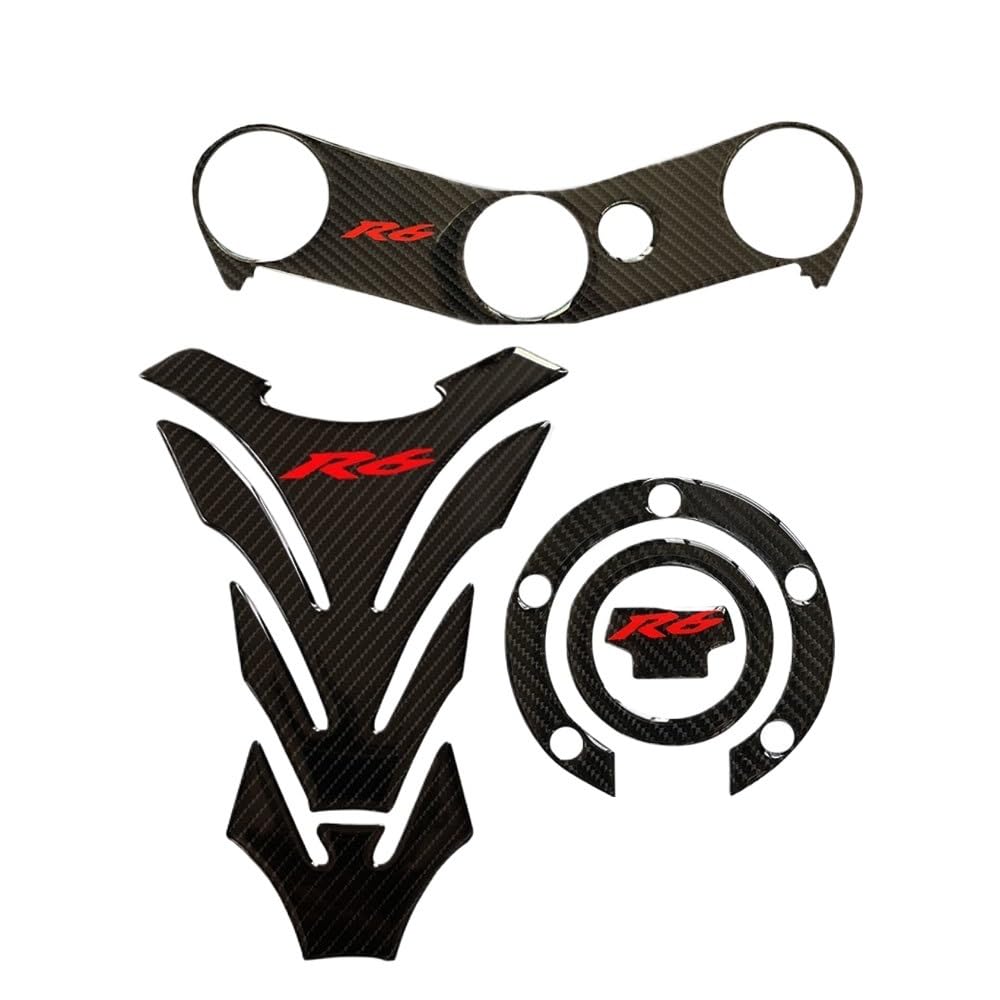 Motorrad Tank Aufkleber Für Ya&maha R6 YZFR6 YZF600 2006-2016 Tankpad Tankdeckelabdeckung Triple Clamp Yoke Aufkleber Schutz Kohlefaser Motorrad Aufkleber von LQXGEWPMF