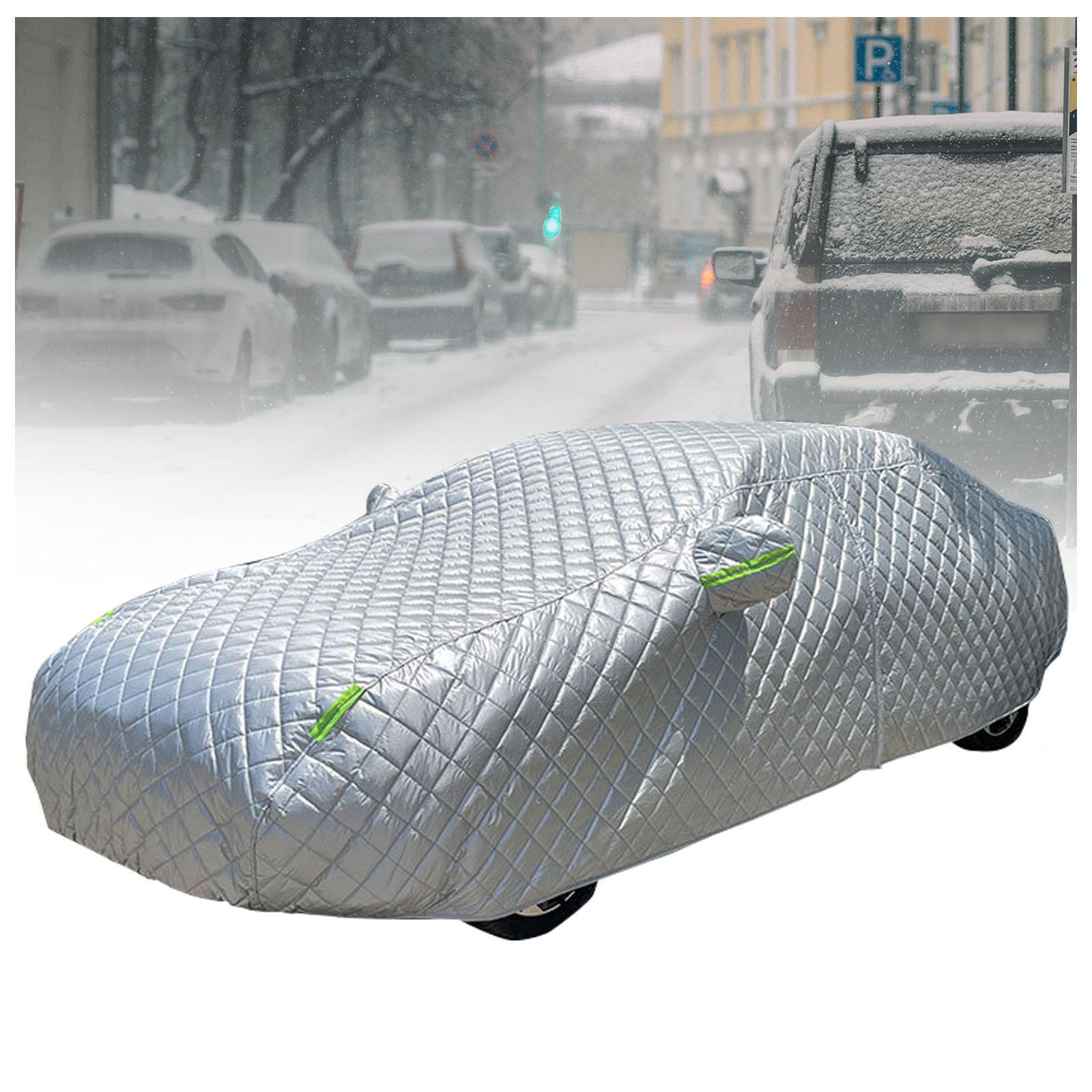 Auto Winterabdeckung Verdicken Faltbar, Auto Abdeckung Winter mit Türreißverschluss, Reflexionsdesign für Vollgarage Regen Sonne Staub,YXL Fit SUV Jeep 193 * 79 * 73in(490 von LRF-yxkj