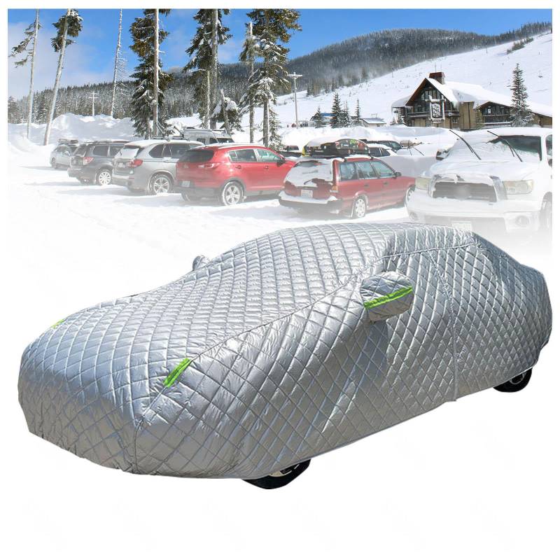 Auto Winterabdeckung Verdicken Faltbar, Autoabdeckung Hagelschutz mit Reißverschluss und Reflektierende schützt vor Frost, Schnee und Sonne,3L Fit Sedan 181 * 71 * 59in(460 * 180 von LRF-yxkj