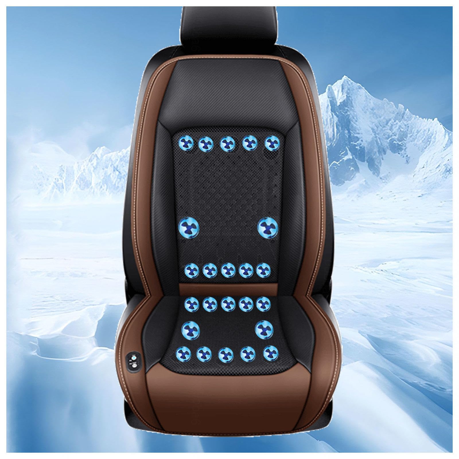 LRF-yxkj Autositz Kühlung, mit 24 Fans, 12v/24v, 3 Kühlstufen Cooling Car Seat Cover Autositzauflage für Auto LKW SUV RV,Brown-12V von LRF-yxkj