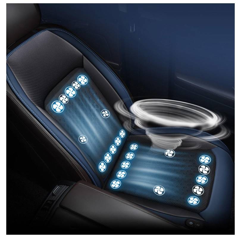 LRF-yxkj Cooling Car Seat Cover, mit 24 Fans, 12v/24v, 3 Kühlstufen Cooling Car Seat Sitzauflage Kühlung für Auto LKW SUV RV,Blue-12V von LRF-yxkj