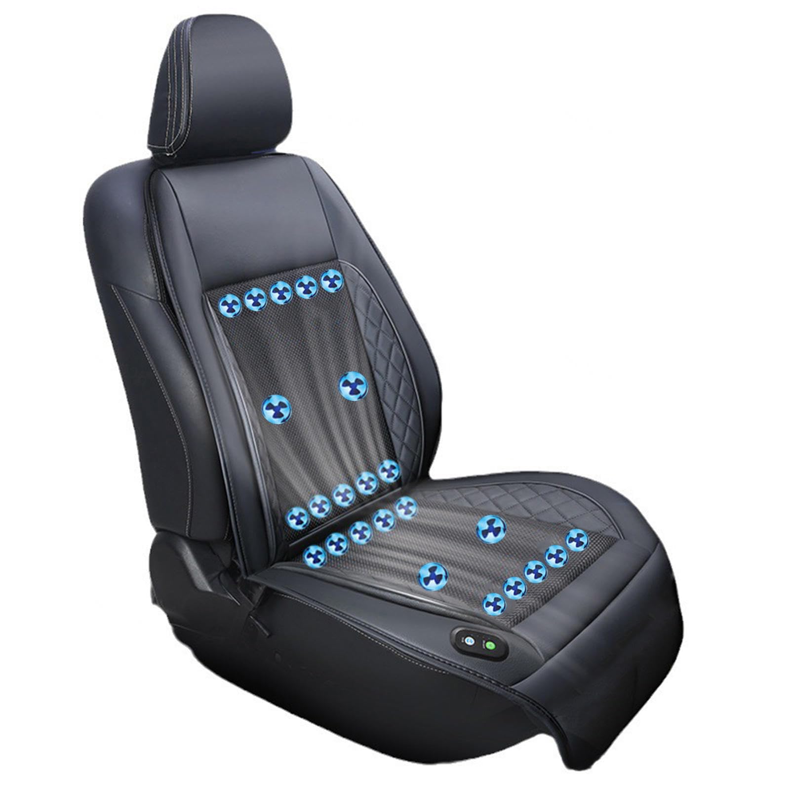 LRF-yxkj Cooling Car Seat Cover, mit 24 Ventilatoren 3 einstellbare Windgeschwindigkeiten Kühlende Autositzauflage Kühlende Autositzauflage für Auto LKW SUV RV,Black-12V von LRF-yxkj