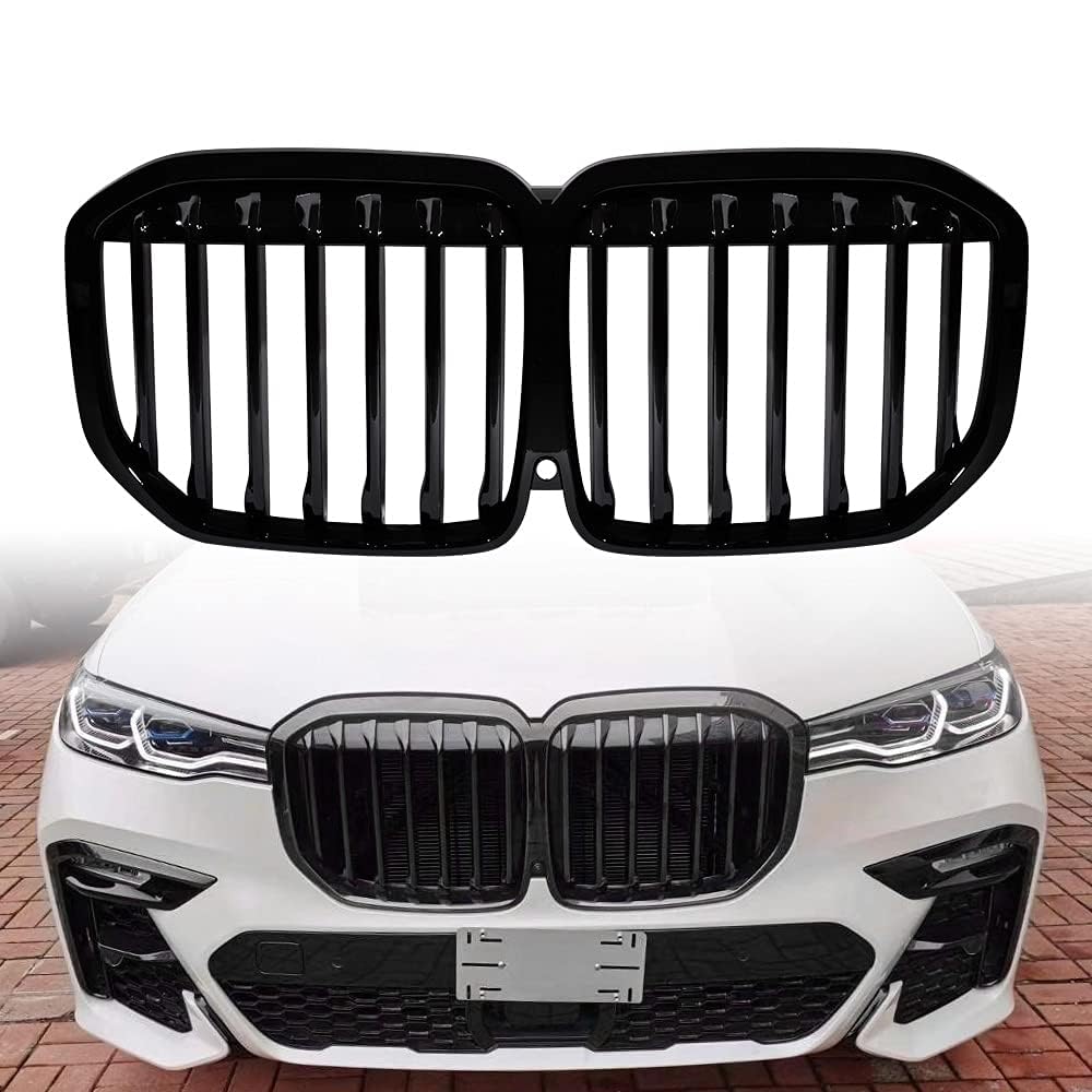 Auto Front Kühlergrill, für BMW G07 X7 2019-2021 Doppelsteg Front Nieren Kühlergrill Gitter Schwarz Sport Kühlergrille Auto Zubehör von LRYQ