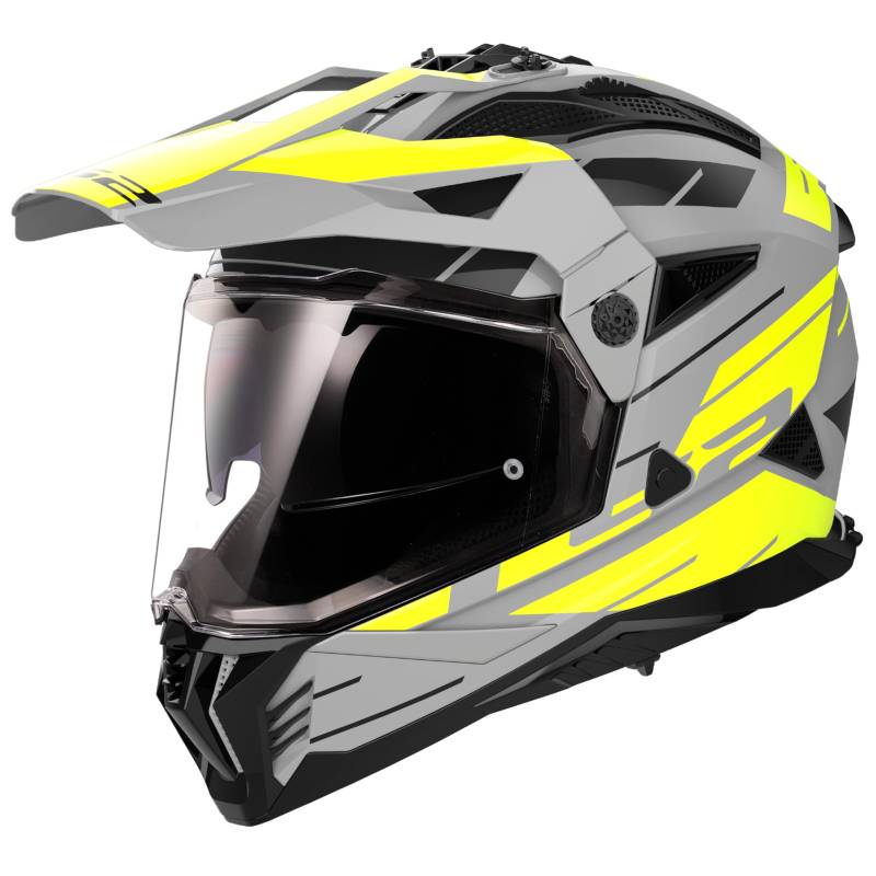 LS2, Motocrosshelme PIONEER II NAMIB Grey H-V Yellow, 3XL von LS2