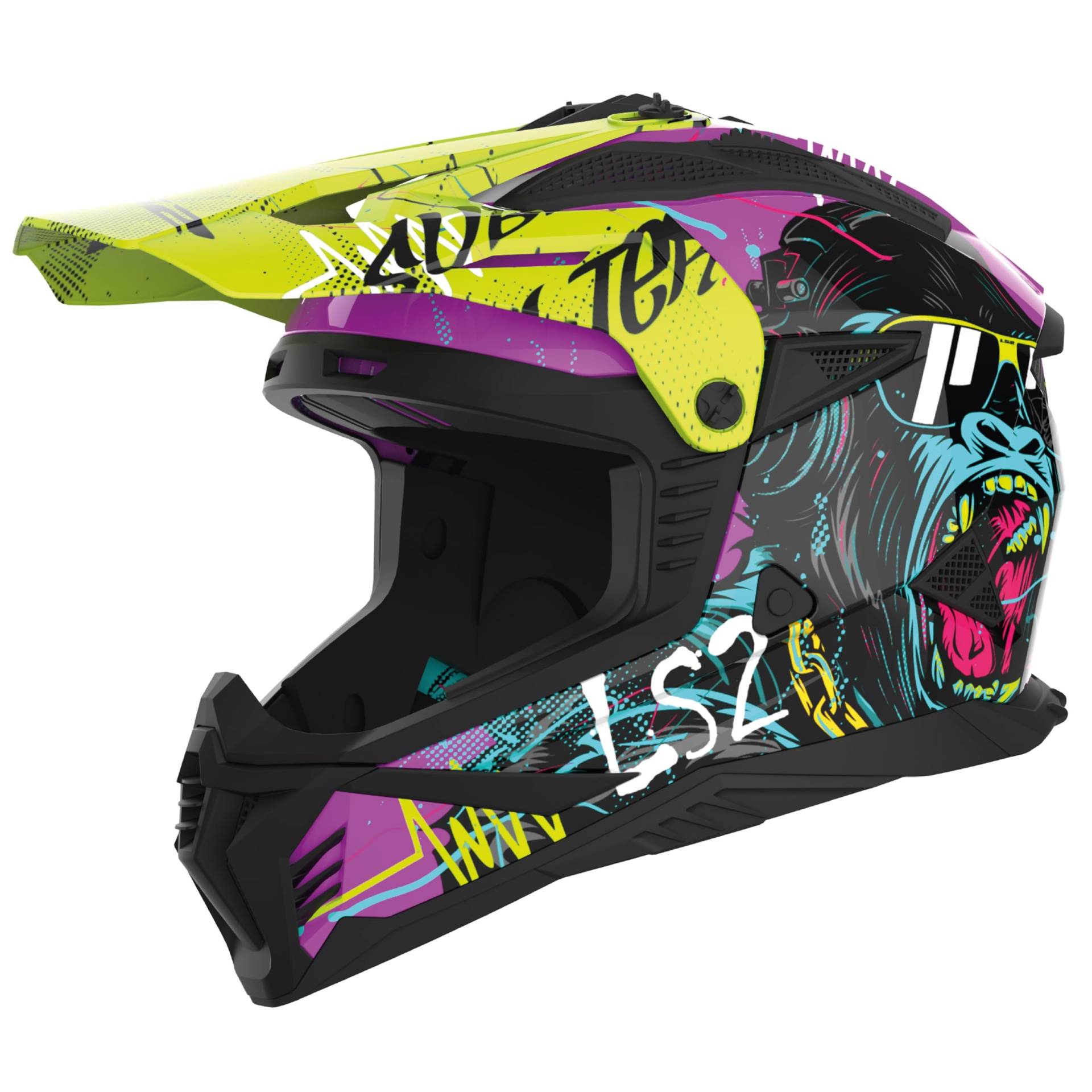 LS2 Crosshelm MX708 Fast 2 Gorilla MX Helm Motocross Offroadhelm, L von LS2