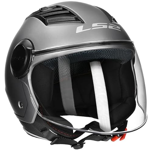 Jet-Helm LS2 Airflow matt Titanium Größe XXS | Helder Vizier | Jethelme | Ratsche | Kunststoff | geeignet für Mofa, Moped, Motorrad, Roller von LS2