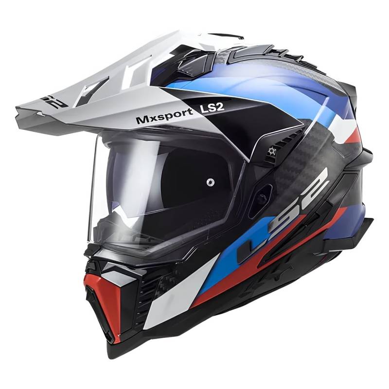 LS2, Motocross Helm Explorer Carbon Frontier Black Blue, XS von LS2