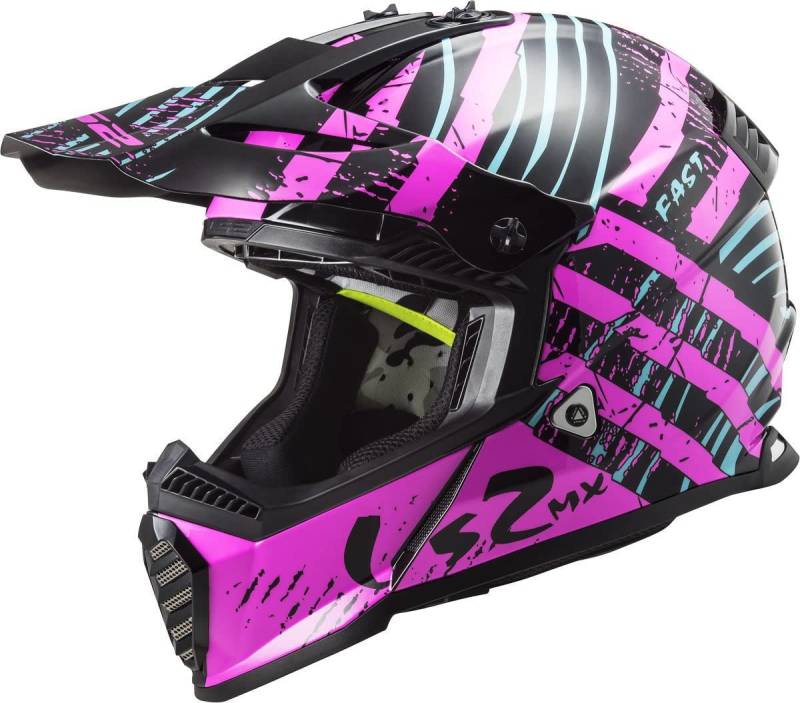 LS2, Crosshelme motorrad Fast evo verve black fluo pink, XXL von LS2