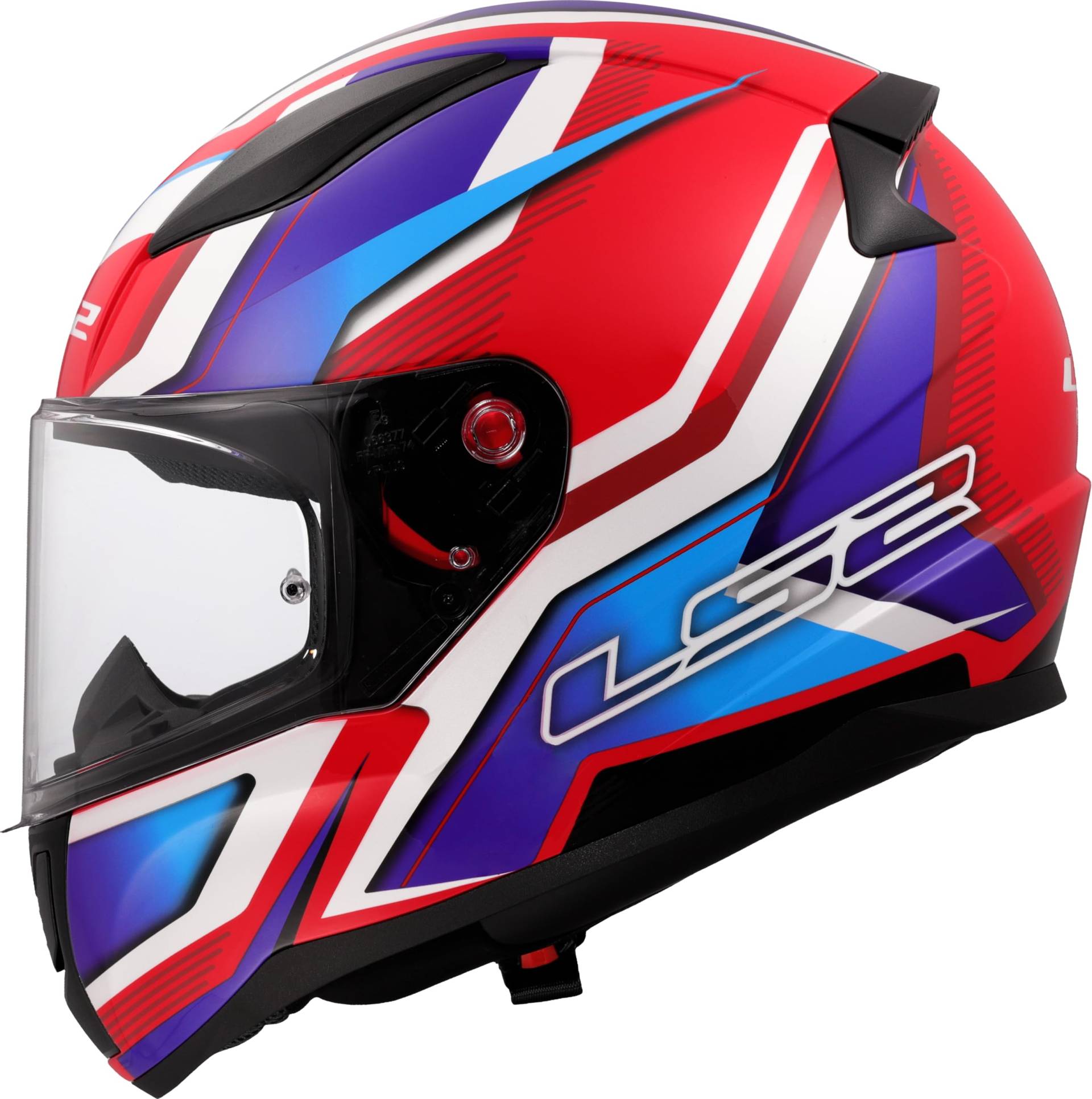 LS2, Integraler Motorradhelm RAPID II FLITZ Gloss White Blue Red, 3XL von LS2