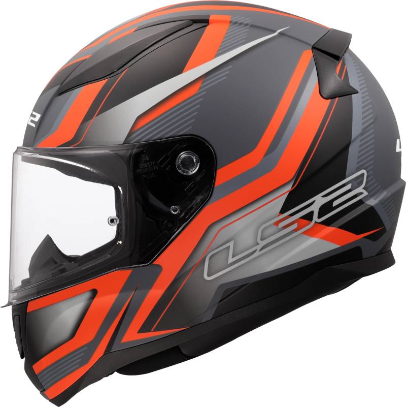 LS2, Integraler Motorradhelm RAPID II FLITZ Matt Orange Grey, 3XL von LS2